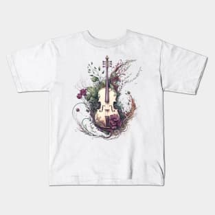 Nature's Symphony: Floral Violins and Rococo Elegance #1 Kids T-Shirt